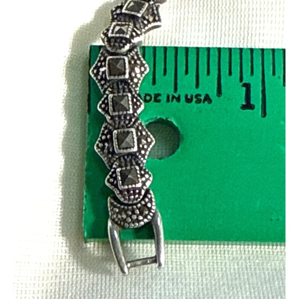 Sterling Silver and Marcasite Art Deco Revival Style Vintage Bracelet